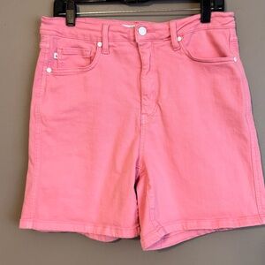 Judy Blue Tummy Control High Rise Pink Garment Dyed Cuffed Shorts Women’s XL